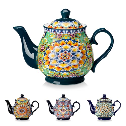 vancasso SIMI Tetera de Cerámica 840 ml, Tetera Bohemia para Té e Infusiones, Apta para Bebidas Frías y Calientes, Resistente al Calor, Apta para Microondas y Lavavajillas