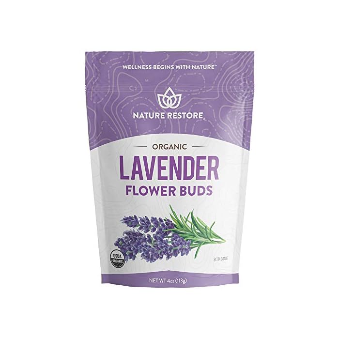 Nature Restore USDA Certified Organic Dried Lavender Flowers, Loose Leaf, Extra Grade, 4 Ounces