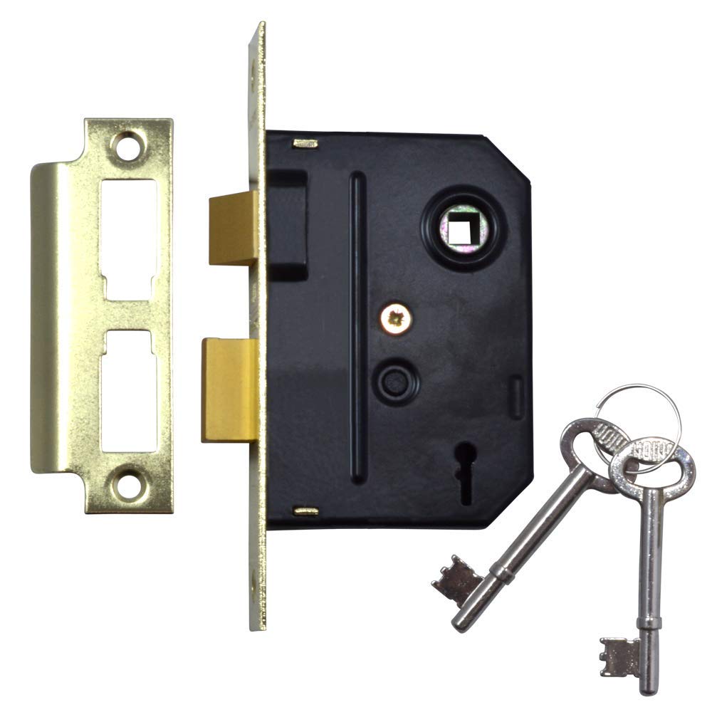 Union Locks 2295 2-Lever Mortice Sash-Lock 76mm - Polished Brass (Visi Pack)