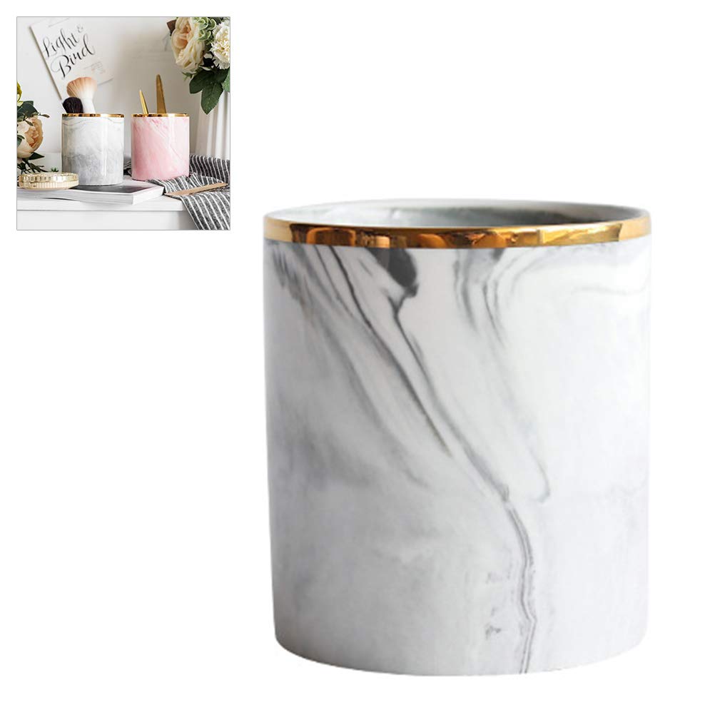 Pencil Pot Holder Pen Box Ceramic Nordic Marble Design Makeup Brush Holder Brush Holder Mini Table Rubbish Bin