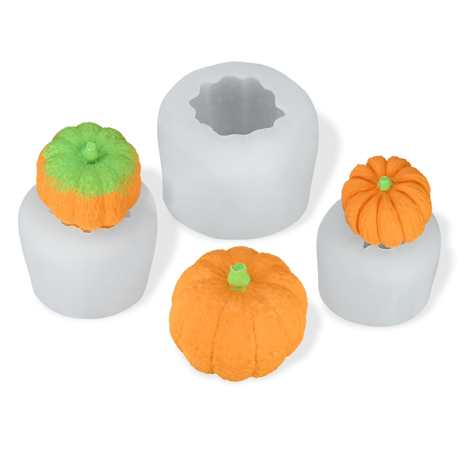 Sakolla 3D Pumpkin Candle Molds, 3 Pack Pumpkin Silicone Mold for DIY Epoxy Resin, Handmade Soap, Candle, Cake Baking