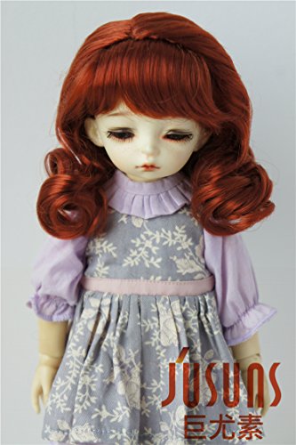 JD038 6-7'' Carrot red 1/6 YOSD Doll Wigs 16-18CM Synthetic Mohair Soft Wave YOSD BJD Doll Wigs