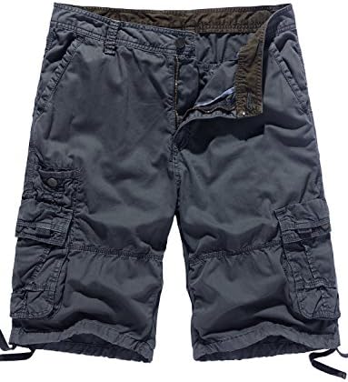 WenVen Men's Fit Multi Pocket Cargo Shorts (Charcoal, 38)