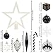 ITART 127ct Christmas Tree Ornaments Decorations Assortment Including Tree Topper Balls Snowflakes Stars Pine Cones Miniature Gift Boxes and Beads Garlands Finial (White and Black)