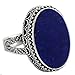 NOVICA Artisan Handmade Lapis Lazuli Cocktail Ring Blue Oval India .925 Sterling Silver Riverside Birthstone 'Pool of Memories'