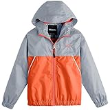Wantdo Boy's Lightweight Rain Jacket Camping Hiking Windproof Mesh Lined Raincoat Hooded Windbreaker