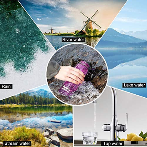 joypur Portable Water Bottle with Filter, Camping Filter Water Bottle for Travel Hiking Backpacking, 0.01 Micron Water Purifier Bottle Straw, Emergency Water Filter Bottle 24 Oz Leakproof