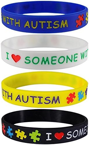 Max PetalsI Love Someone with Autism - Silicone Wristbands (4 Pack), Rubber, na