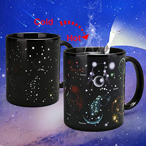 Constellation Mug Heat Changing Color Magic Coffee Mug Heat Sensitive Porcelain Tea Cup Morphing Creative Mug Home Ceramic Cup Novelty Mugs Xmas Funny Gifts(12 OZ)