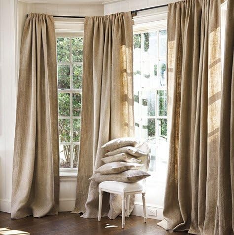 Estelle Linens Burlap All Natural, Chic Window Treatments, Curtains, Living Room Decor, Bedroom Curtains, Burlap (96 inches)