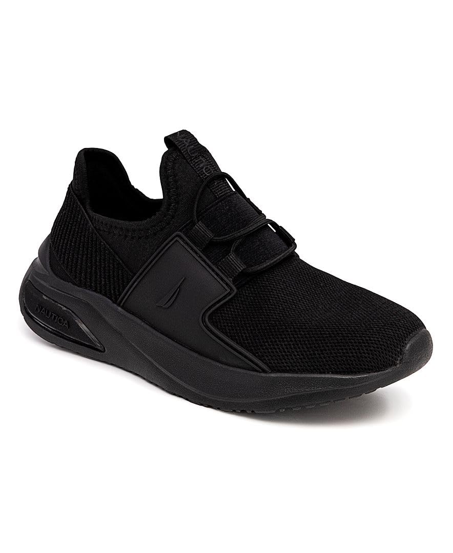 Nautica Kids Youth Sneaker Athletic Slip-On Bungee Running Tennis Shoes Boy - Girl Little Kid-Big Kid-Neave Molded-Black Mono Size-4 Image