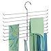 mDesign Metal Closet Rod Hanging Accessory Storage Organizer Rack for Scarves, Ties, Yoga Pants, Leggings, Tank Tops - Snag Free, Geometric Design, 16 Arms/1 Hook - Spira Collection - Chrome