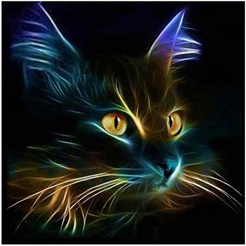 Chige DIY 5D Diamond Painting Kit, Cross Stitch Craft Kits Rhinestone Embroidery Wall Stickers Pasted Picture Drawing for Living Room Craft Home Wall Decor (Cool Night Cat)