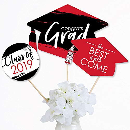 1 Red+Grad+Graduation+Centerpiece+Toppers