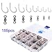 NICO SEE WONDER 105pcs Rolling Ball Barrel Fishing Swivel & 80pcs Fishing Circle Hooks, Eagle Bait Holder Barbs - Stainless Steel High Strength Black Nickel for Saltwater Freshwater Fishing