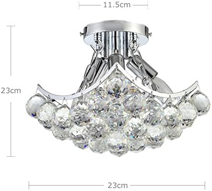 Saint Mossi Modern K9 Crystal Raindrop Chandelier Lighting Flush Mount LED Ceiling Light Fixture Pendant Lamp for Dining Room Bathroom Bedroom Livingroom Height 22.9 cm x Width 22.9 cm - Image 4