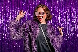 Metallic Purple Foil Fringe Tinsel Curtain 3 x 8 Ft