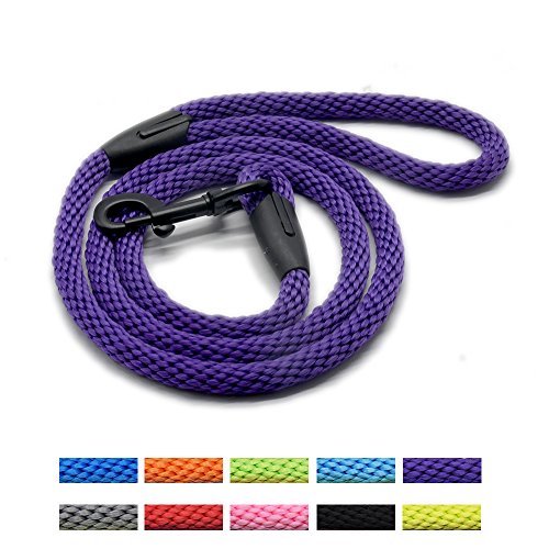 lynxking Braided Rope Dog Leashes Pet Lead Leash Dog Traction Rope Leashes Dog Walking Training Lead Medium Large Dogs (6Feet Purple) - Thumbnail 6