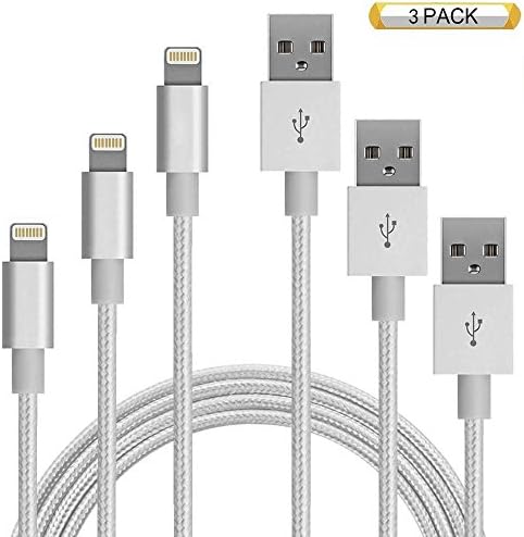 iphone charger cable mfi certified Nylon Braided Charger Cord to USB Syncing Data lighting cable for Iphone X/8/7/6 and more [3pack 3FT 6FT 6FT]