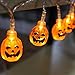 Jhua 20-LED Orange Pumpkin Lights 80inches 3D Pumpkin LED String Light Powered by Battery LED Fairy String Lights for Halloween Christmas Festival Decoration Lanterns Lights String