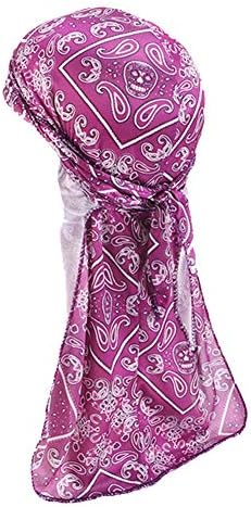 HADM Silky Durag Colorful Print Designer Durag with Extra Long Tail Wave Cap for Men Pirate Cap for 360, 540,720 Waves