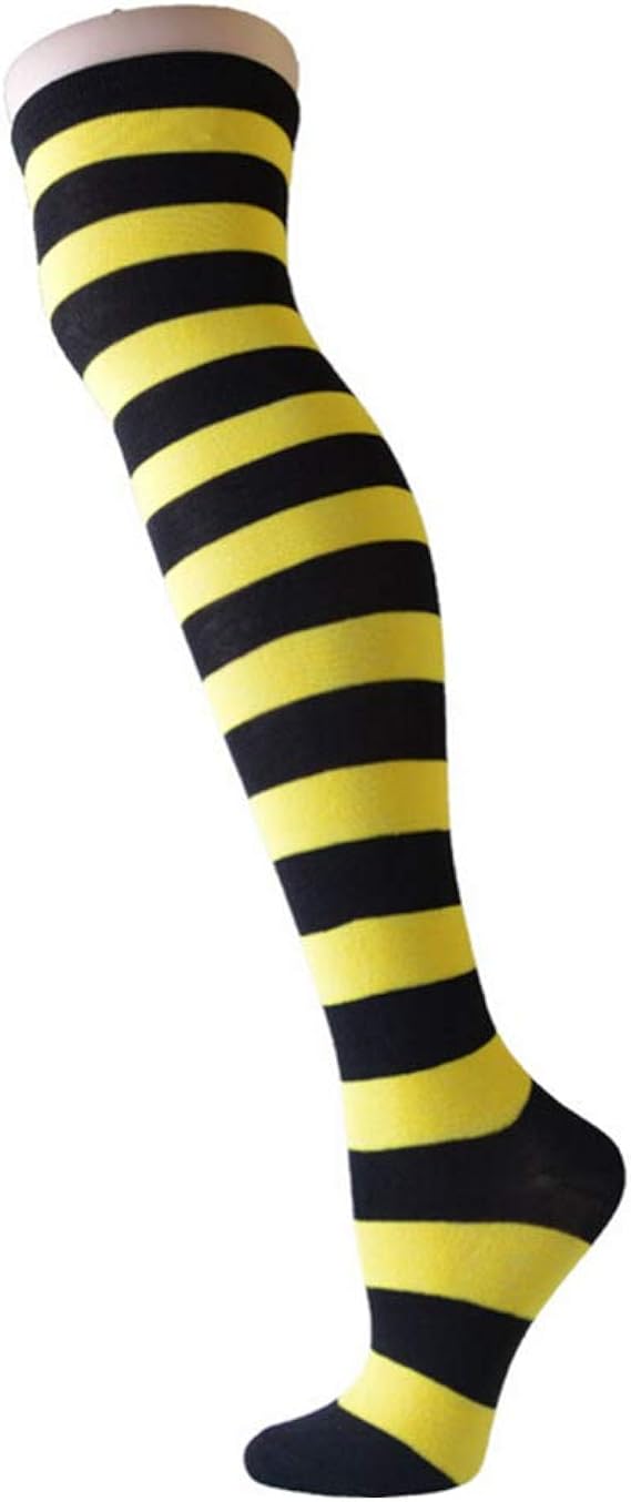 PRETYZOOM Leggings de rayas amarillas y negras hasta la rodilla, de