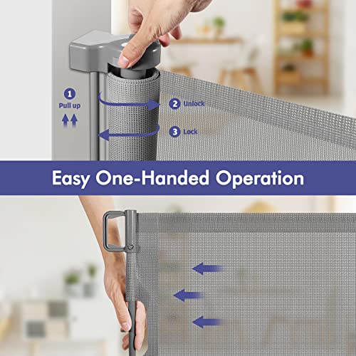 145 Inch Extra Wide Retractable Baby Gate for Large Openings Long Baby