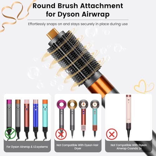 LBOYLOVE® Upgraded Round Volumizing Brush Attachment for Dyson Airwrap – Compatible with HS01/HS05/HS08, Premium Bristles for Dry Hair, Root Lifting & Bang Styling, Smooth Voluminous Results