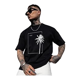 GORGLITTER Men's Crewneck T Shirt Letter Graphic