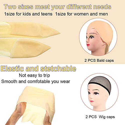 Bald Caps Makeup Latex Bald Head Wig Cap 2 Sizes Costume Accessory for Adults Teens