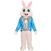 MatGui Easter Party Blue Suit Rabbit Costume Bunny Costume Mascot Costume Adult Size Fancy Dress Blue Suit