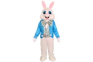 MatGui Easter Party Blue Suit Rabbit Costume Bunny Costume Mascot Costume Adult Size Fancy Dress Blue Suit