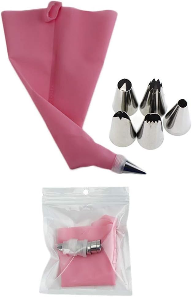 Xinzistar Decorating Mouth Set, Silicone Cream Bag, Baking Tools, Cake Decoration Equipment, Cake Decoration Kit, for Cake DIY(8 Piece Set)