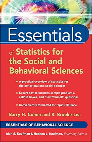 Essentials Of Statistics For The Social And Behavioral Sciences Cohen Barry H Lea R Brooke 9780471220312 Amazon Com Books