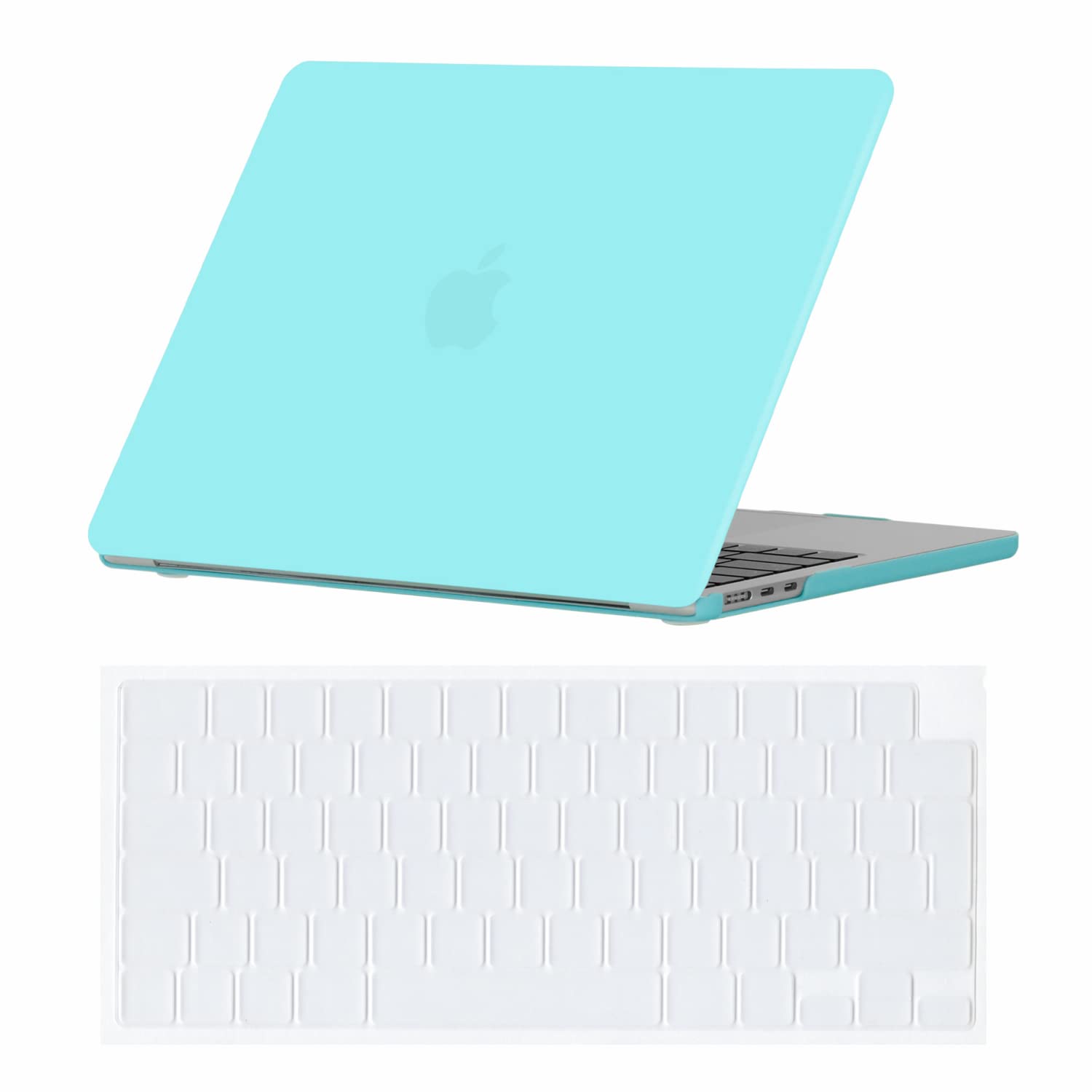Se7enline Compatible with MacBook Air 15 inch M4 M3 M2 Case 2025 2024 2023 for Mac Air 15.3 inch Model A2941/A3114/A3241 Matte Finish Laptop Hard Shell Case with Keyboard Cover Skin,Turquoise Blue