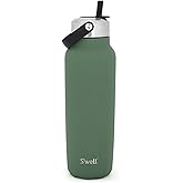 S'well Recycled Stainless Steel Explorer with Flip Straw Lid and Handle, 40oz, Green Jasper, Triple Layered Vacuum Insulated Containers Keeps Drinks Cold for 54 Hours and Hot for 12