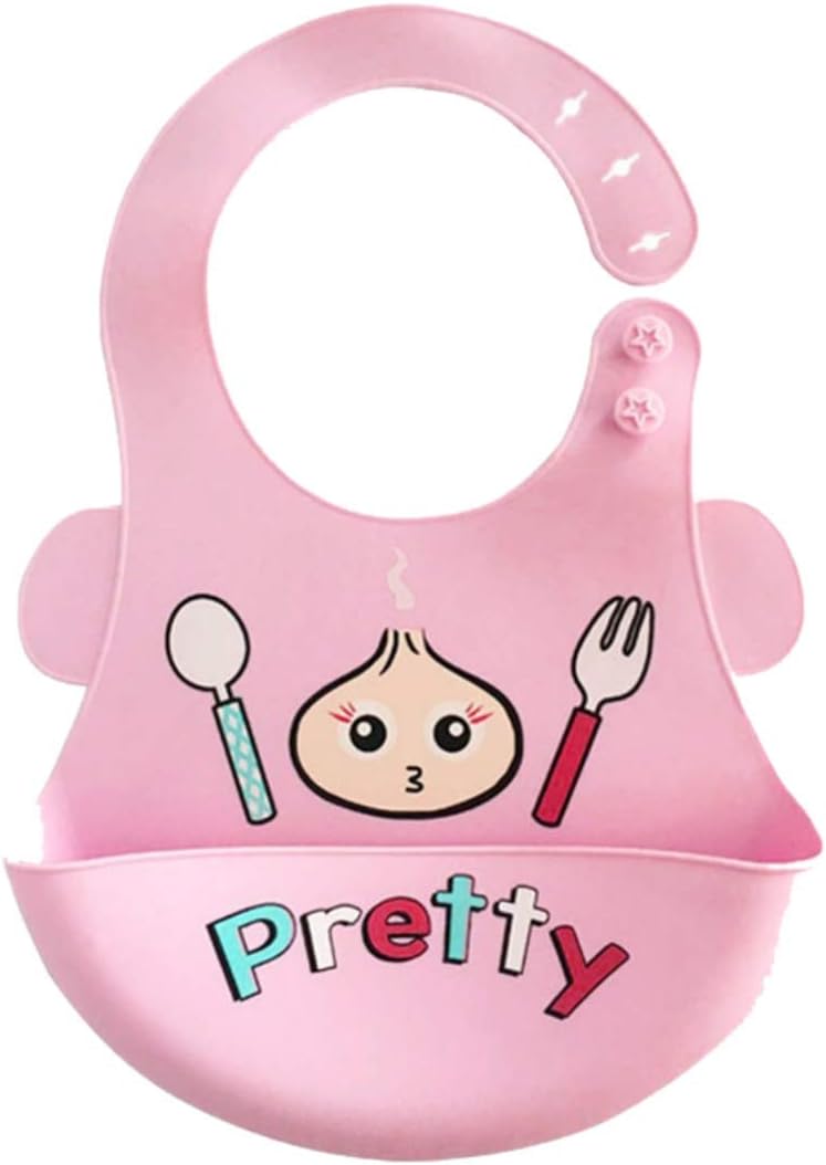 MotherLike Silicone Bibs for Babies/Toddlers Waterproof Unisex Bibs - Best Gift for Babies (Baby Pink)