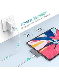 Hommie - Hub para iPad Pro y MacBook Pro (2018, USB C con cargador USB-C, HDMI 4K, USB 3.0 y conector para auriculares de 0.138 in (IPC01)