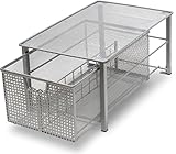 DecoBros Mesh Cabinet Basket Organizer, Silver (Large - 10 x 15.8 x 7.5) (Kitchen)