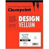 Clearprint 8-1/2" x 11" 1000H Design Vellum Pad, 16 lb., 100% Cotton, 50 Sheets, 1 Each