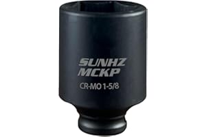 SUNHZ MCKP SUNHZMCKP 1/2 Inch Drive Impact Socket, SAE 1-5/8 In Deep 6 Point Socket, CR-MO, Axle Nut Impact Grade Socket for Easy Removal