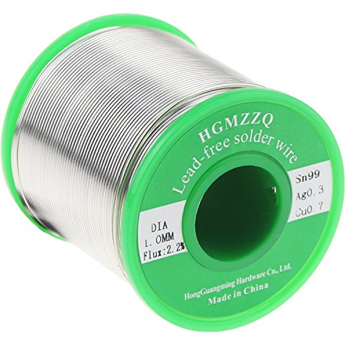HGMZZQ Lead Free Solder Wire with Rosin Core for Electrical Soldering Sn99 Ag0.3 Cu0.7 0.039inch (1.0mm-1lb)