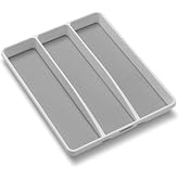 madesmart Classic 3 Compartment Utensil Tray, White | non slip feet, rounded corners, soft grip lining, wide channels, spatulas whisks tongs, ladles serving spoons, woman owned