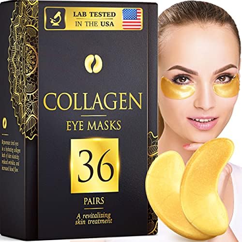 36 Pairs Collagen Under Eye Masks, 24K Gold Under Eye Patches (Reduce