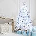 ITART 122ct Christmas Tree Ornaments Decorations Assortment Including Tree Topper Balls Snowflakes Stars Pine Cones Miniature Gift Boxes Tinsel and Beads Garlands Finial (Silver and Blue)