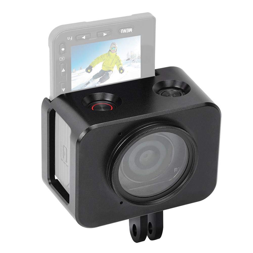 Camera Protective Cage Aluminum Alloy Camera Housing Cage for Sony RX0 II with 37MM UV Filter Lens & Hood and Back Door