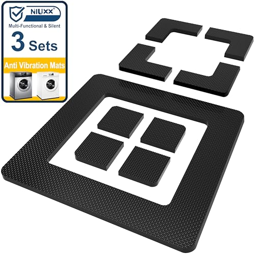NIUXX 3-in-1 Anti-Vibration Mat Washing Machine 1 cm EVA Damper Set of 3 | Modular EVA Washing Machine & Dryer Mat Stops spin hiking, dampens noise, protects floors. No cutting
