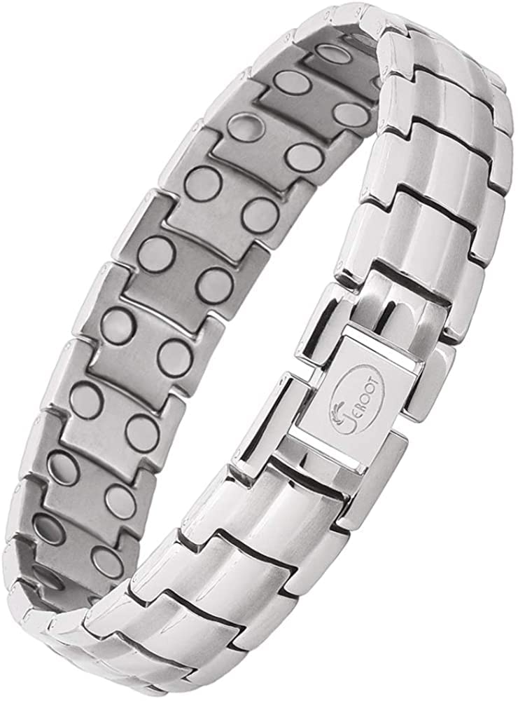 Jeroot Magnetic Bracelet Made of Titanium, Magnetic Bracelet for Men, Adjustable Wristband with Removal Tool Jewelry Gift Box (3500 Gauss)