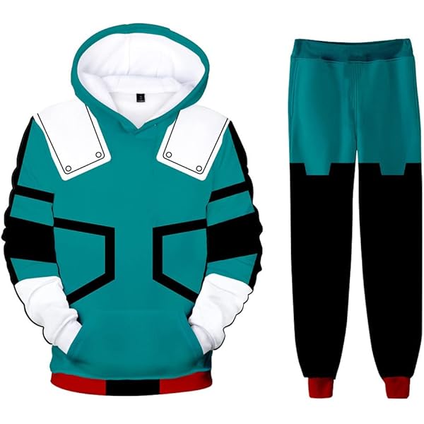 Amazon.com: YLEAFUN MHA Hoodie and Sweatpants Set Midoriya Izuku