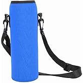 Chiffonade Water Bottle Carrier Bag Neoprene ‌Thermal Holder with Adjustable Strap for Hiking, Gym & Travel,Fits 1L Bottles